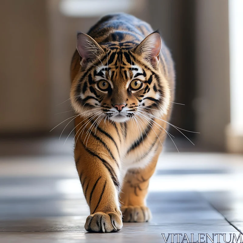 Tiger Approaching: A Portrait of Power AI Image