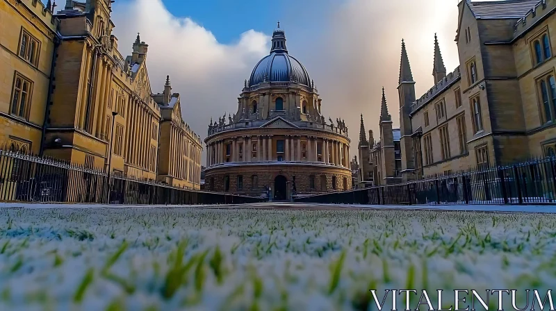 Winter Scene of a Historic Domed Structure AI Image