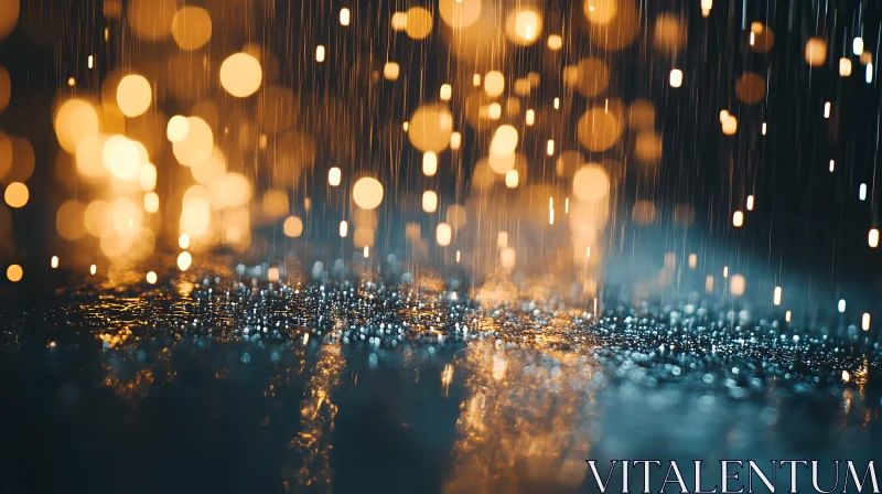 AI ART Golden Bokeh Rain Abstract