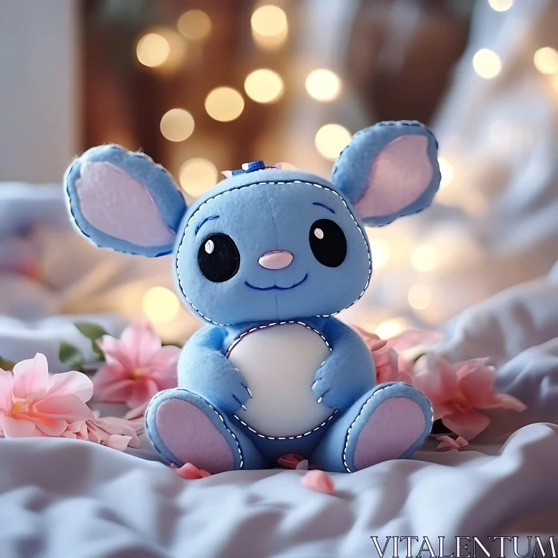 Cute Stuffed Toy with Floral Decor AI Image