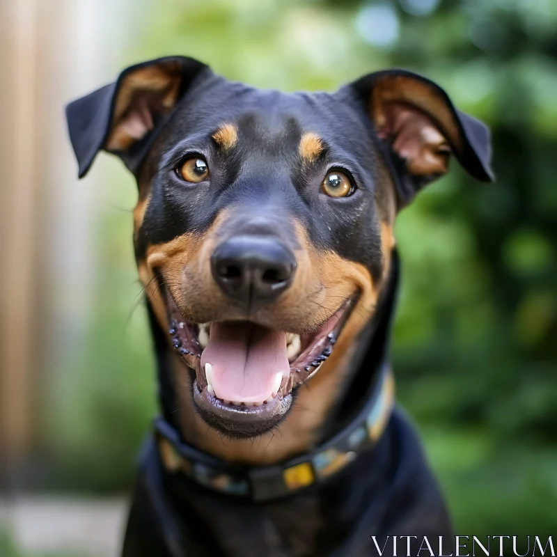 Happy Black and Brown Dog in Nature AI Image