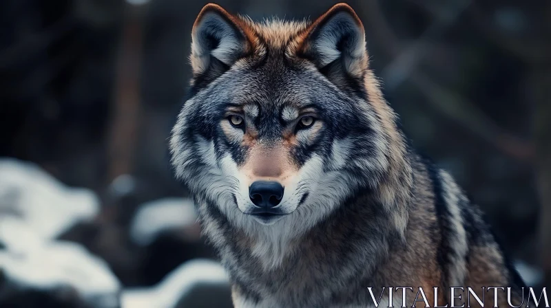 AI ART Intense Gaze of a Wild Wolf