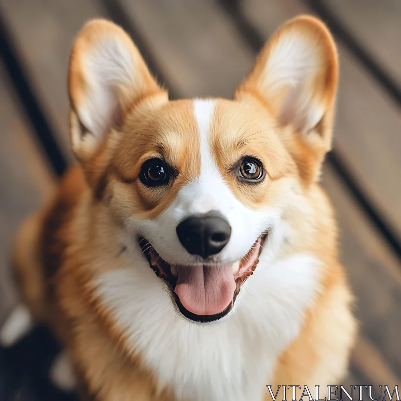 Happy Corgi Dog Close-Up AI Image