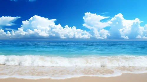 Peaceful Beach Scene with Waves