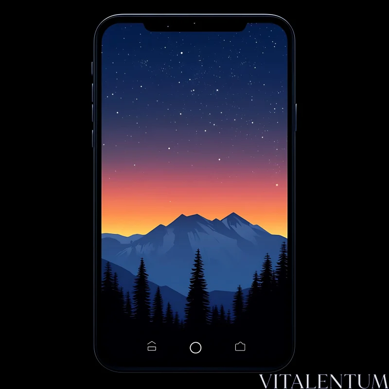 Stylized Landscape on Mobile Screen AI Image