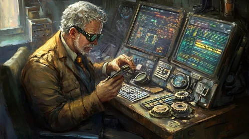 Technician with phone