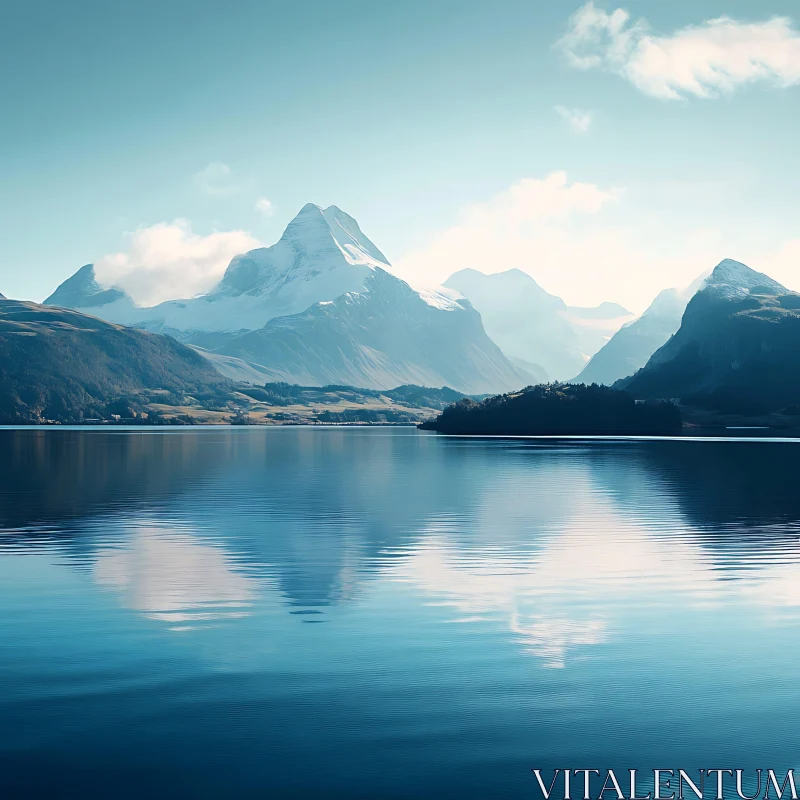 AI ART Peaceful Mountain Lake Landscape