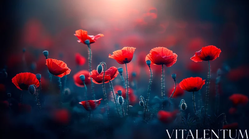 AI ART Dreamy Red Poppy Field