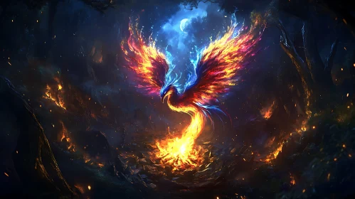 Fiery Phoenix Rebirth Illustration