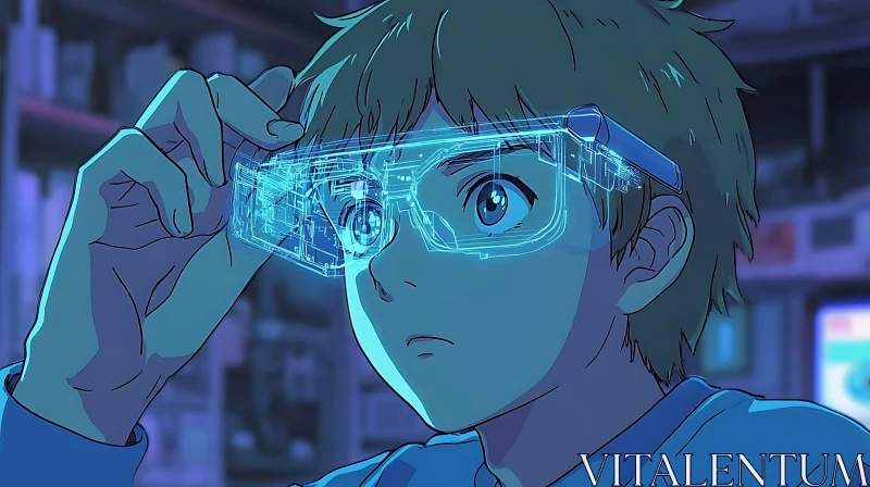 Anime Character Using Futuristic Glasses AI Image