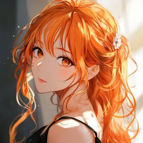 Anime Character Portrait with Orange Hair