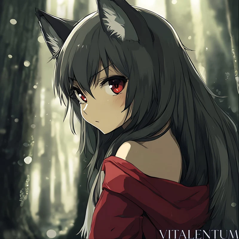 Anime Girl in Enchanted Forest AI Image