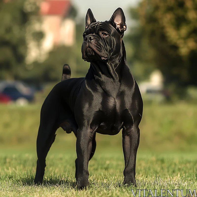 Proud Black Dog Outdoors AI Image