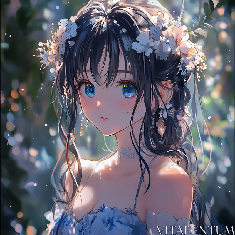 Floral Elegance in Anime Art AI Image