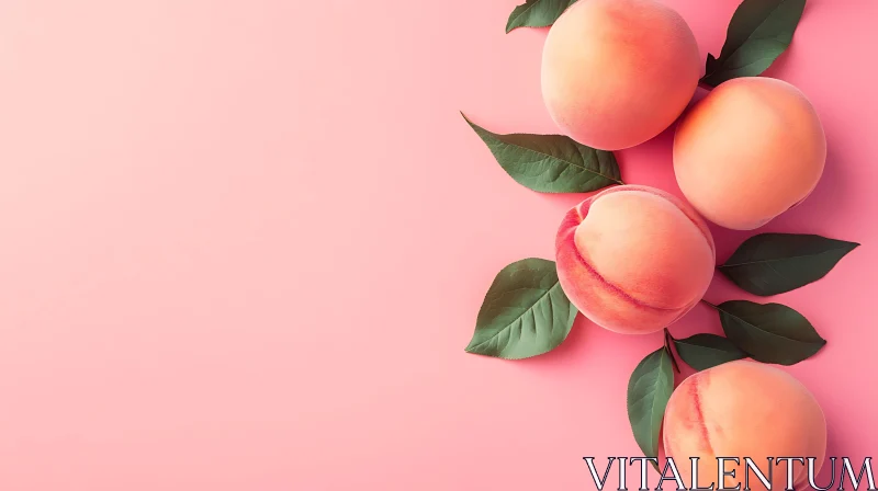 Peaches on Pink Background AI Image