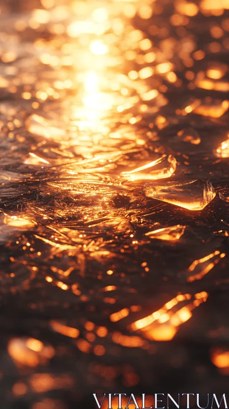 Golden Illuminated Glass Shards AI Image