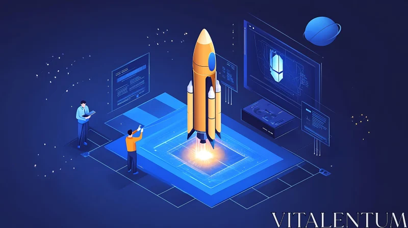 AI ART Rocket Launch Isometric View