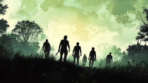 Silhouette Walkers in the Wasteland