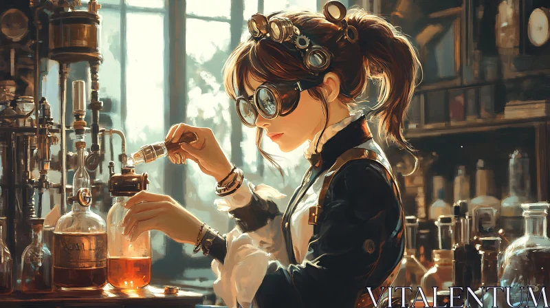 Woman Scientist in Steampunk Style AI Image