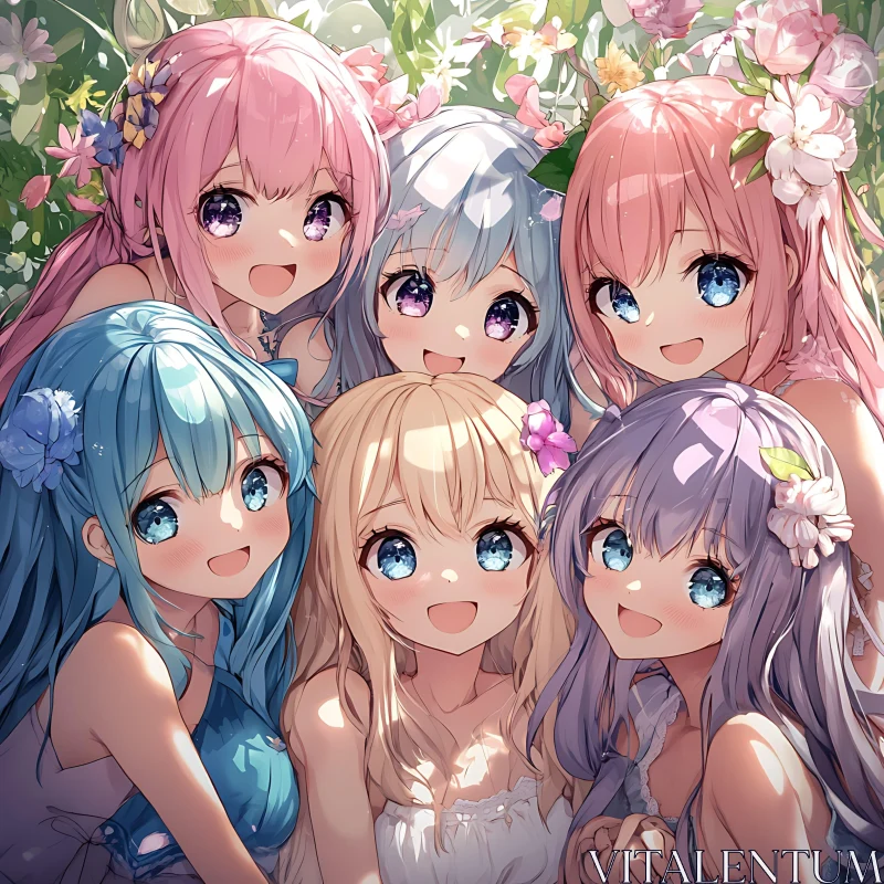 Radiant Anime Group Portrait AI Image