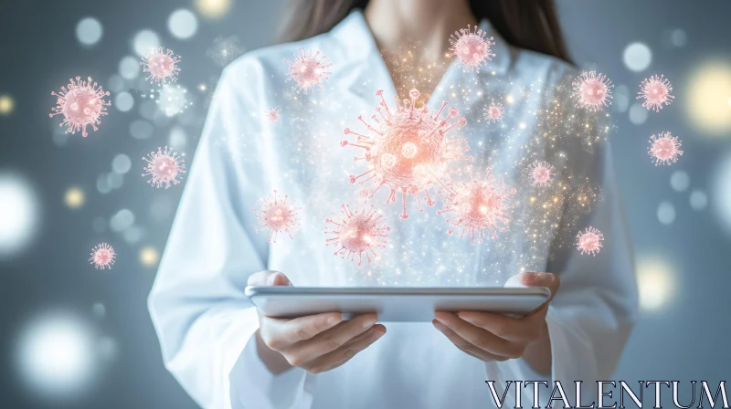 Virus Visualization on Digital Tablet AI Image