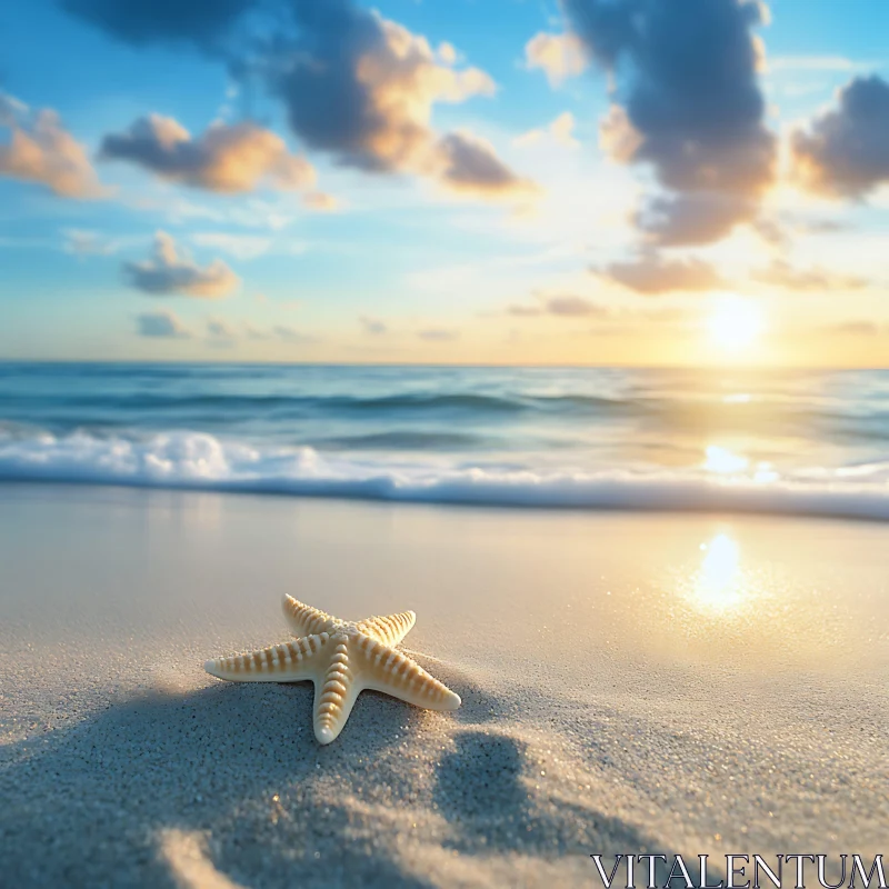 Seaside Starfish at Dawn AI Image