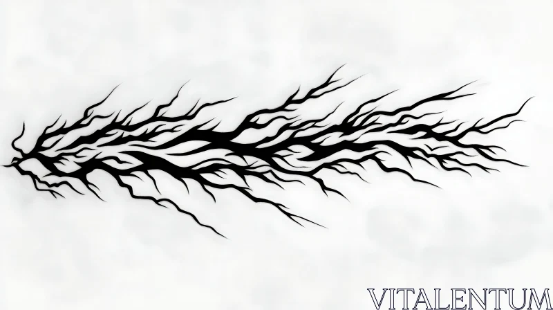 Abstract Black Ink Branch Pattern Art AI Image