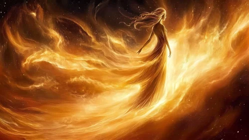 Woman Embracing Flames Artwork
