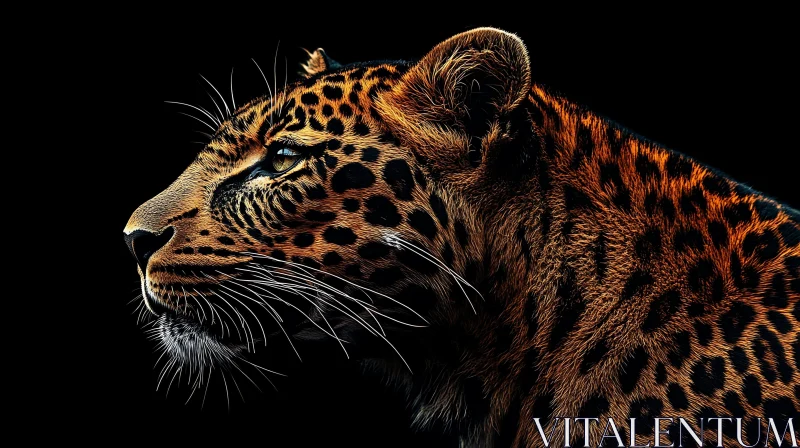 Profile of a Leopard Against Black AI Image