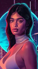 Portrait of Kylie Jenner in Neon Lights