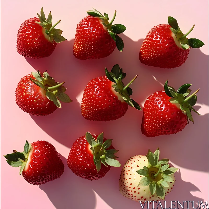 Strawberry Still Life with Pink Hues AI Image