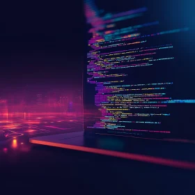 Futuristic Code Display on Laptop