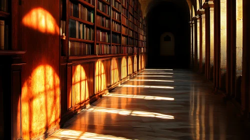 Hallway with Books and Sunlight