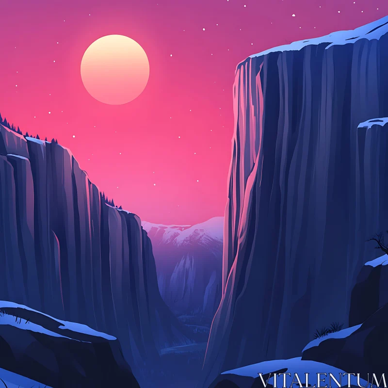 AI ART Pink Sky Mountain Range