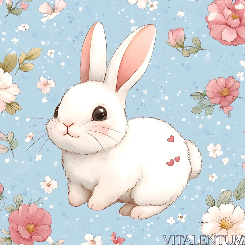 Charming Bunny in a Floral Wonderland AI Image