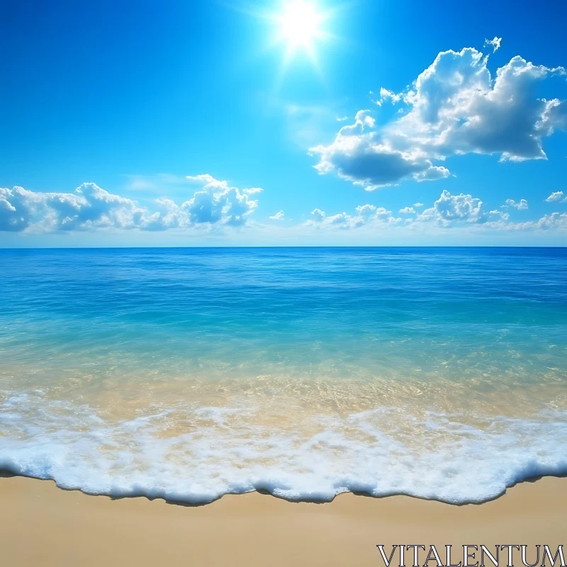 AI ART Seascape with Blue Sky and Sandy Beach