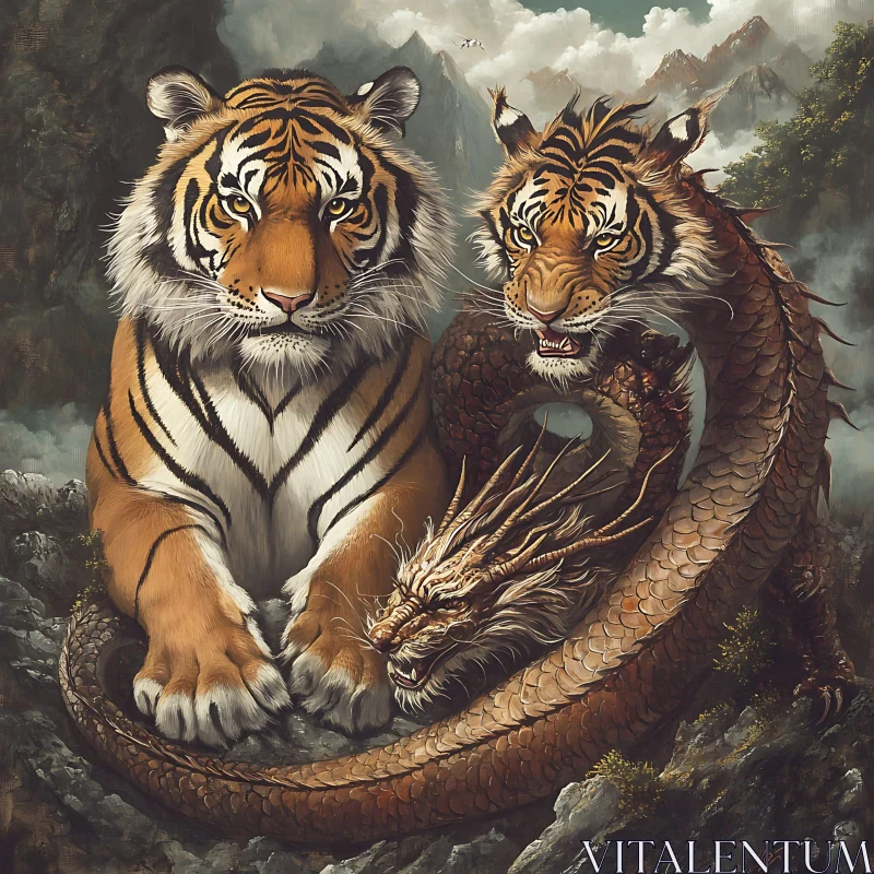 AI ART Mythical Tiger Dragon Creature