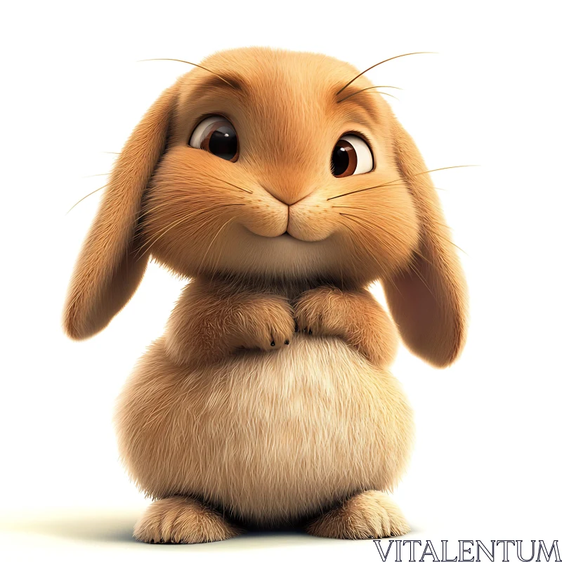 Charming Brown Bunny Smiling AI Image