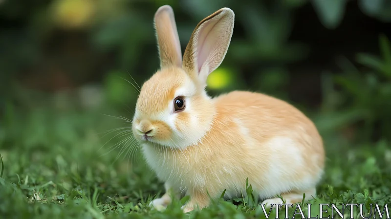 Rabbit Portrait on Green Grass AI Image