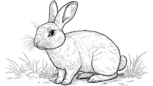 Monochrome Rabbit in Grass