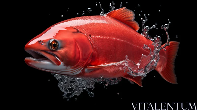 Vivid Red Fish Swimming in Clear Water - Artistic Representation AI Image