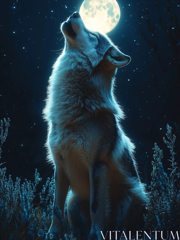 AI ART Lunar Wolf Serenade