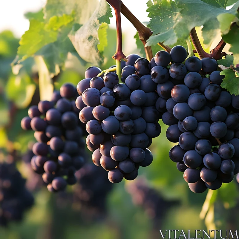 Close-up of Vineyard Grapes AI Image