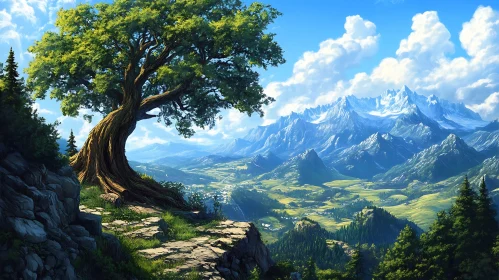 Mountain Landscape with Solitary Tree