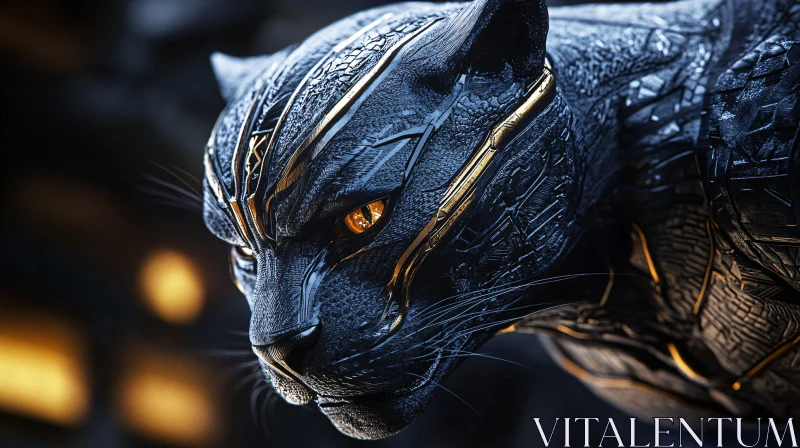 Detailed Black Panther Portrait AI Image