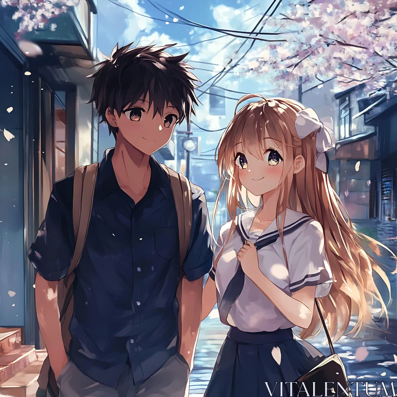 Romantic Anime Scene AI Image