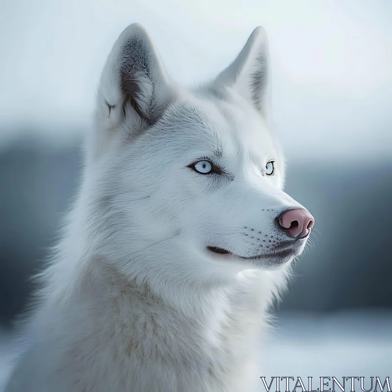 Snow Wolf with Icy Gaze AI Image