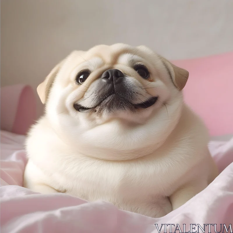 Cute Pug Dog Resting AI Image