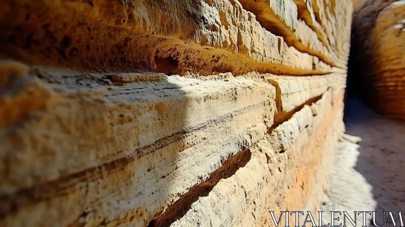 AI ART Layered Sandstone Wall Close-Up