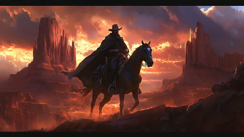 Western Rider in Desert Landscape